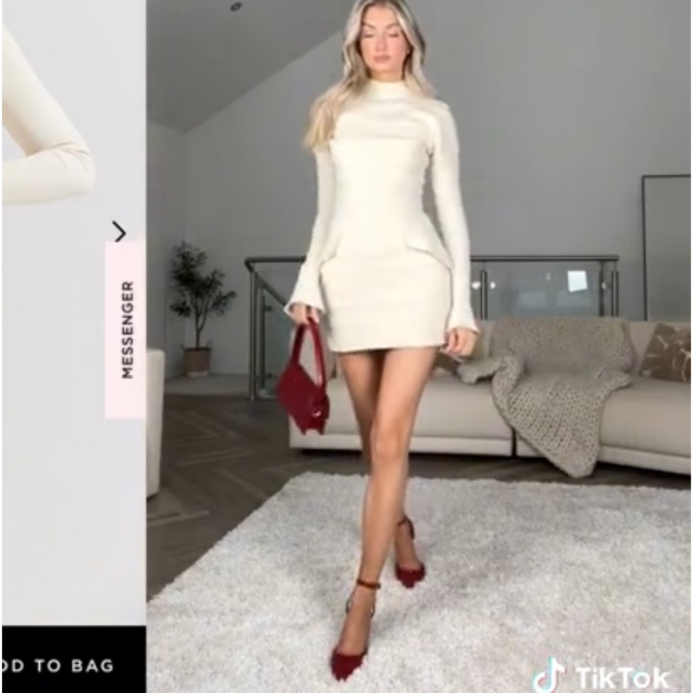 HOUSE OF CB Mahalia Vintage Cream Mini Dress Tall - Picture 7 of 10